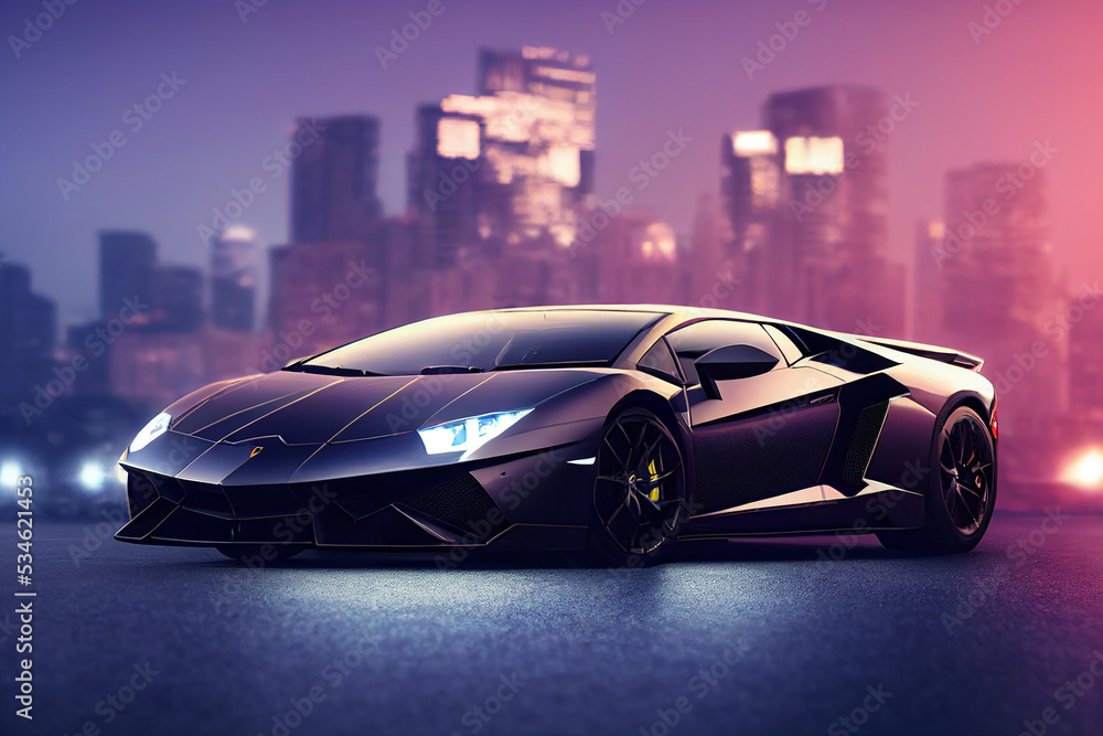 Bangkok, Thailand, : Lamborghini luxury super car for fast sports  on premium lighting background. 3D illustration. Stock Illustration | Adobe  Stock