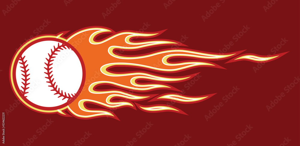 Burning baseball ball sport logo template with fire flames Burning baseball ball sport logo template with fire flames