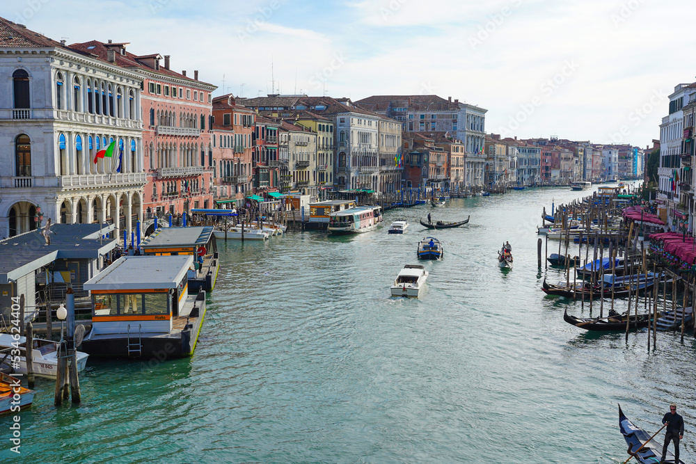 Typical scene in the Grand Canal of Venice