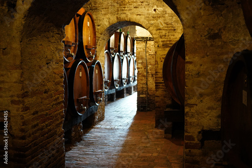 An underground wine cellar in Tuscany
