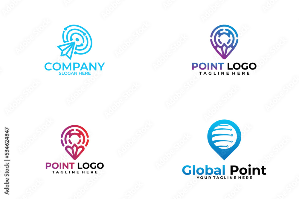 Set of point tech logo design vector template Set of point tech logo design vector template