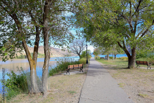 A place to sit, rest, and enjoy the view on Skaha Lake, Okanagan Falls, Okanagan Valley, British-Columbia, Canada photo