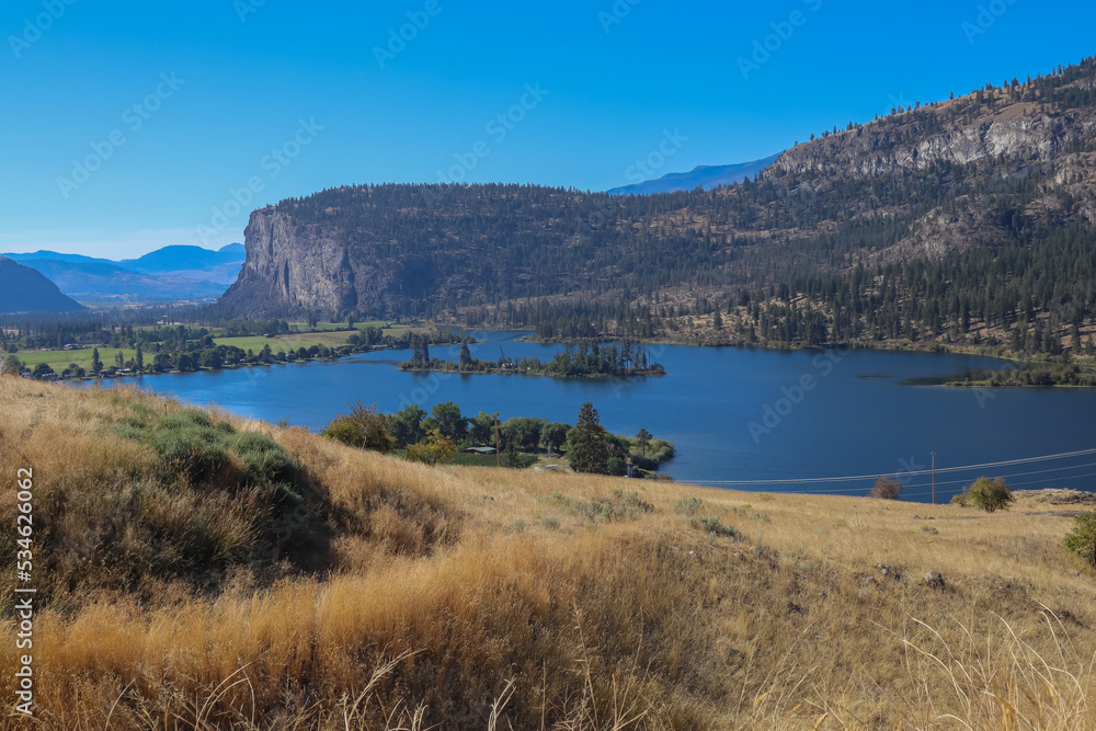 Vaseux Lake and McIntyre Bluff, situated between Oliver and Okanagan Falls, Okanagan Valley, British-Columbia, Canada