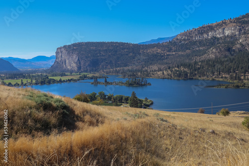 Vaseux Lake and McIntyre Bluff, situated between Oliver and Okanagan Falls, Okanagan Valley, British-Columbia, Canada