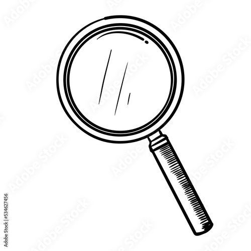 Doodle sketch style of Hand drawn Magnifying glass vector illustration for concept design.