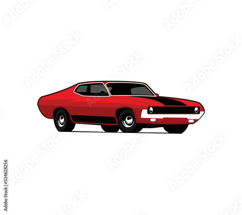 Retro muscle car emblem  logo  banner. Muscle car icon. Vector illustration.