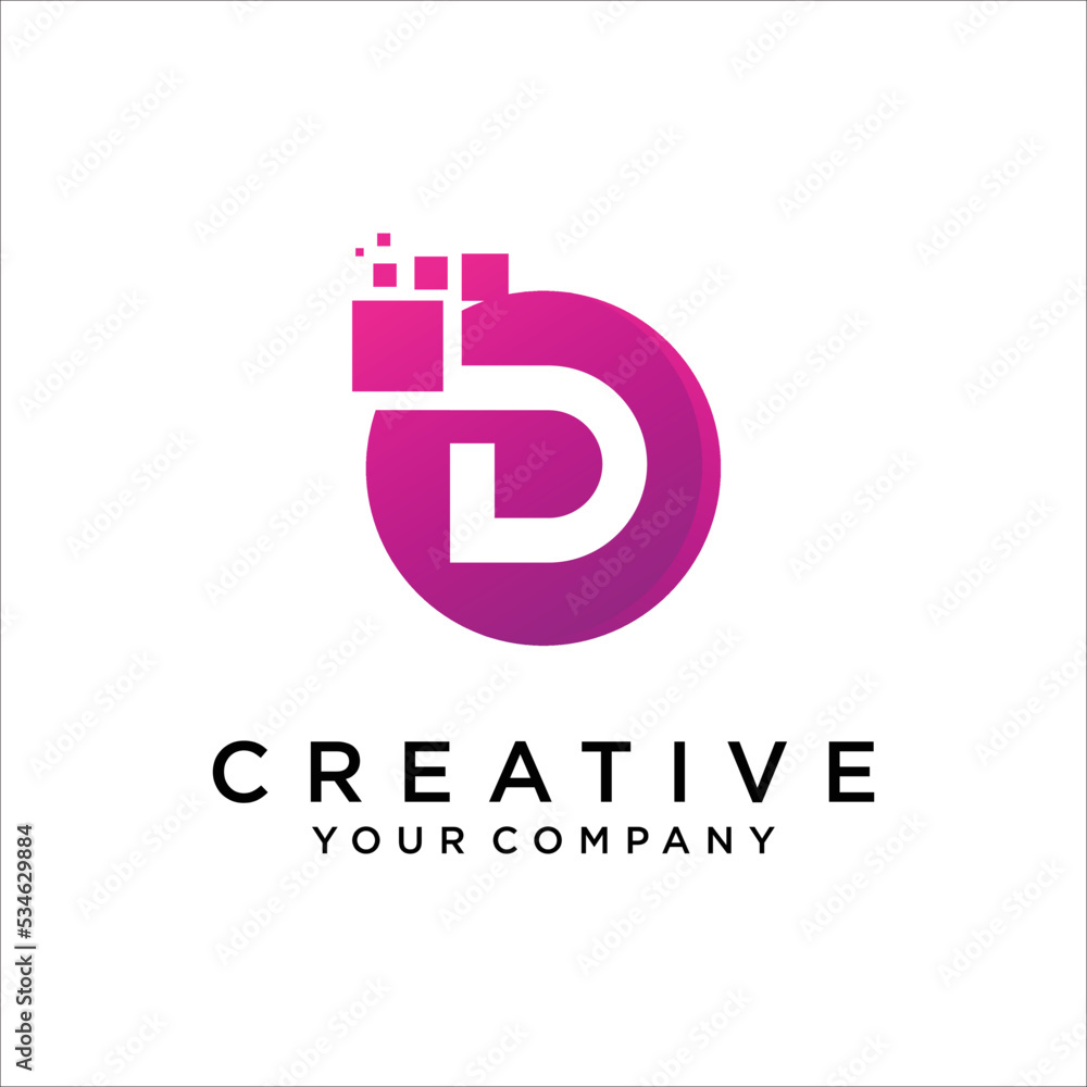 D Letter With Dots Logo Design Vector TemplatePrint D Letter With Dots Logo Design Vector TemplatePrint