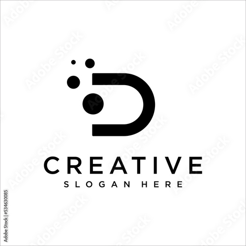 D Letter With Dots Logo Design Vector TemplatePrint