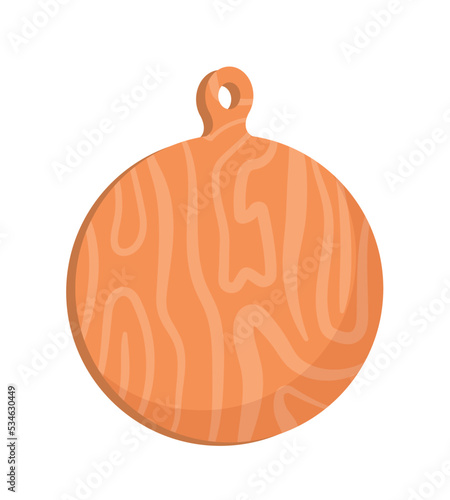 Wooden cutting board icon. Kitchen utensils, cooks and chiefs equipment for cooking. Place for cutting vegetables and fruits, inventory of cafes and restaurants. Cartoon flat vector illustration
