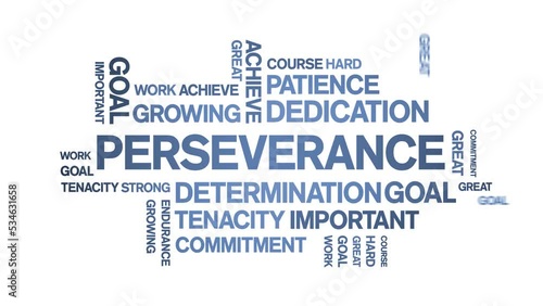 Perseverance Animated tag word cloud;text design animation kinetic typography seamless loop.