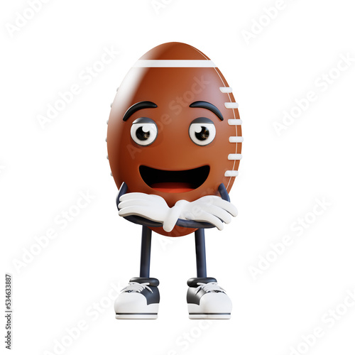 american football mascot crossed arms 3d character illustration