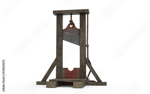 Guillotine used on white background photo