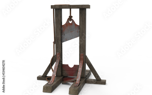 Guillotine used on white background photo