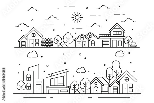 Concept illustration home in line style