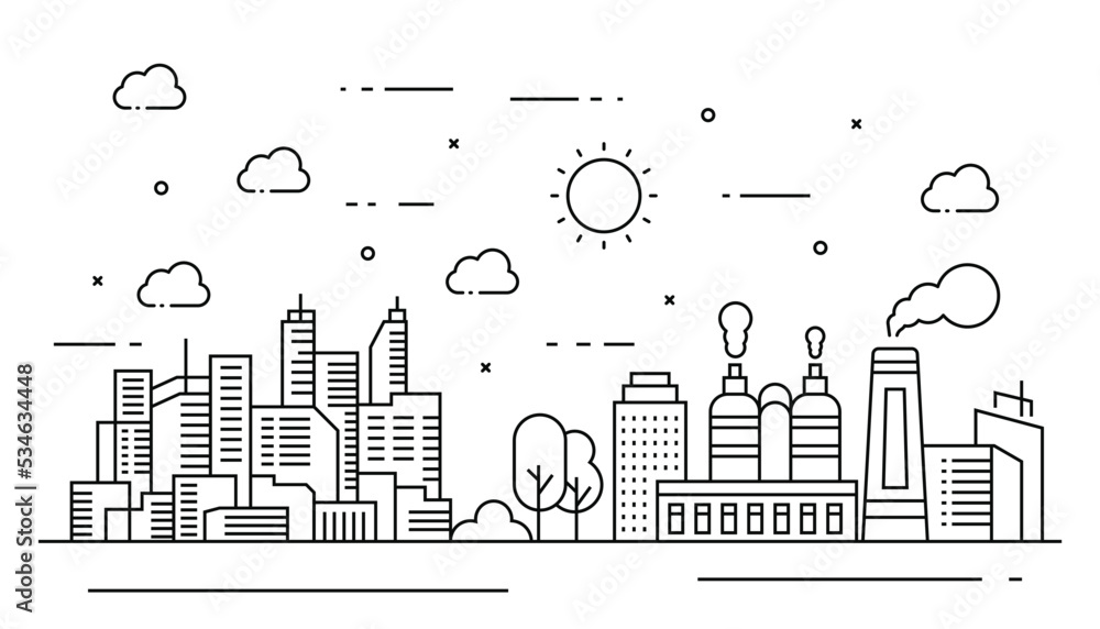 Fototapeta premium Outline landmarks industrial illustration