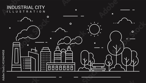 Outline landmarks industrial illustration