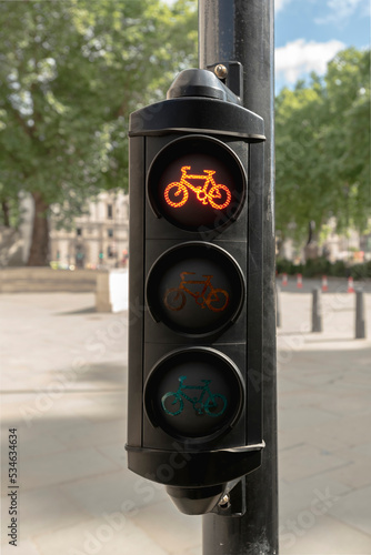 Traffic light for bikers on street