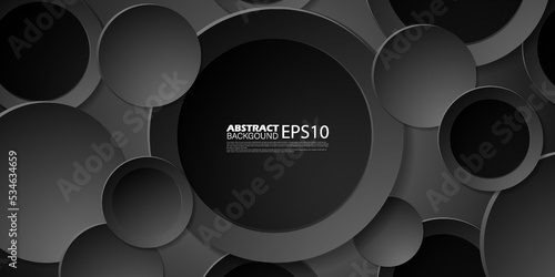 Abstract dark Background with 3d circle  papercut layer.Cool design.Eps10 vector