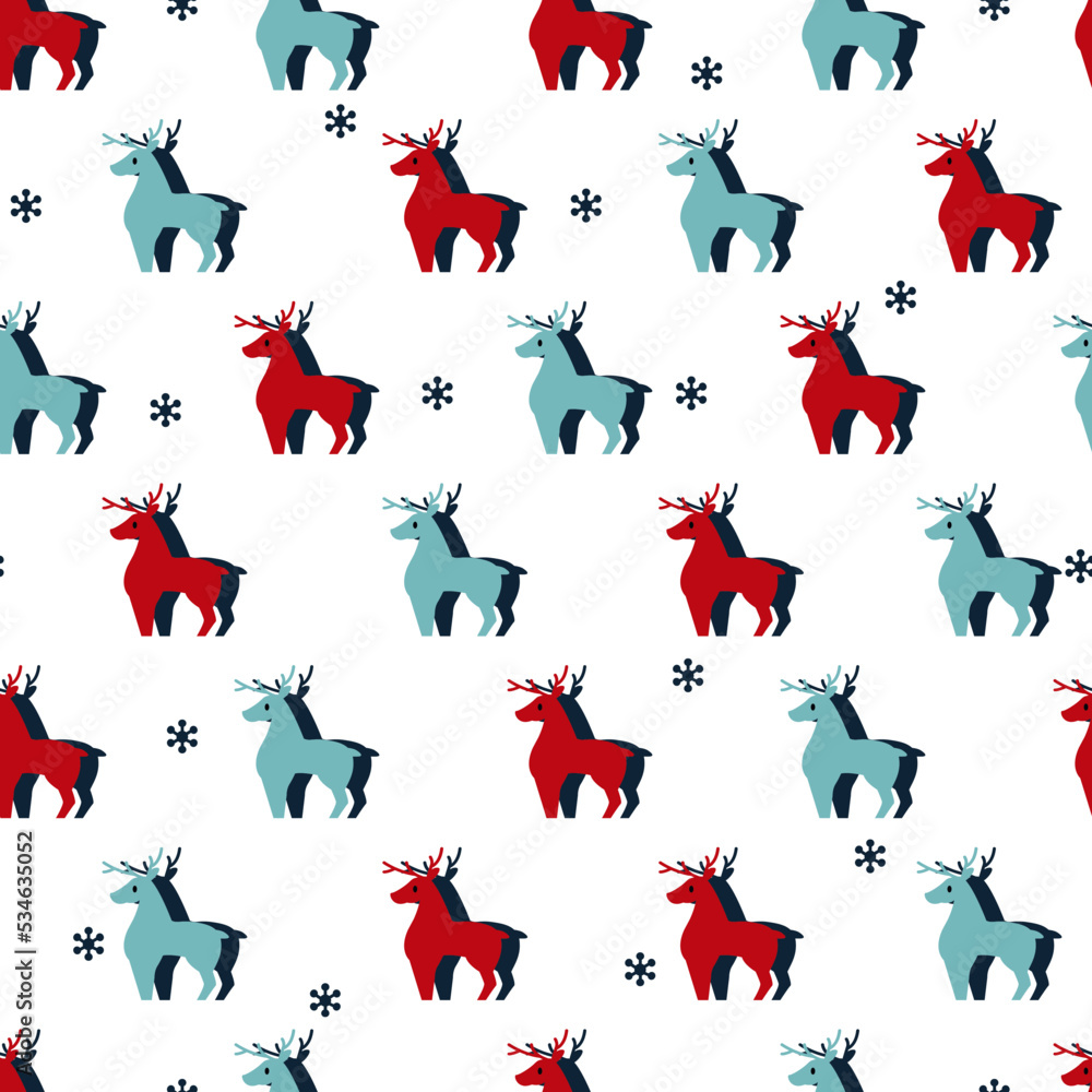 Cute Christmas Decoration Abstract Winter Deer Vector Seamless Pattern