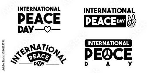 International peace day logo badge symbol text label