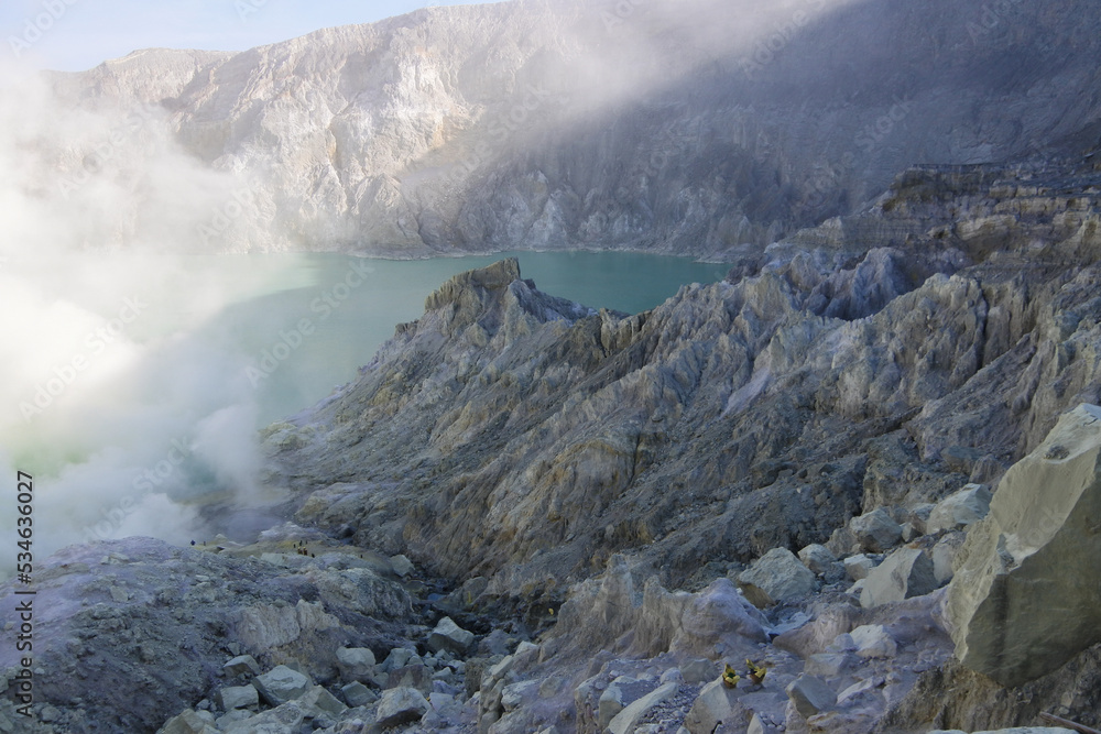 The View around mount Ijen crater in Banyuwangi, East Java, Indonesia.