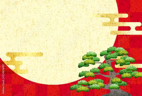 松　和柄　月　背景