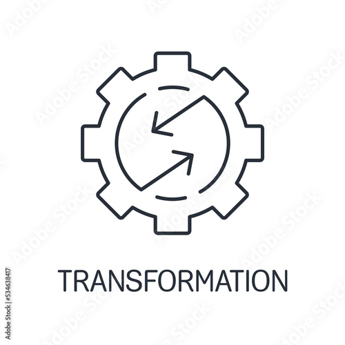 The transformation process. Vector linear icon isolated on white background.