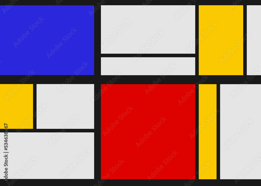 Combination forms inspired by Mondrian. Neoplasticism, Bauhaus style