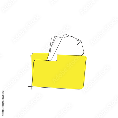 continuous line drawing file folder illustration vector