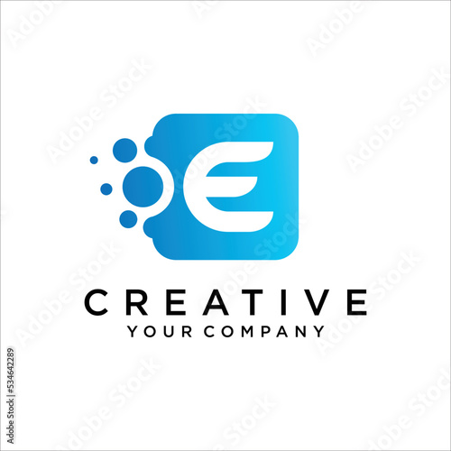 Dots Letter E Logo Design Vector Template