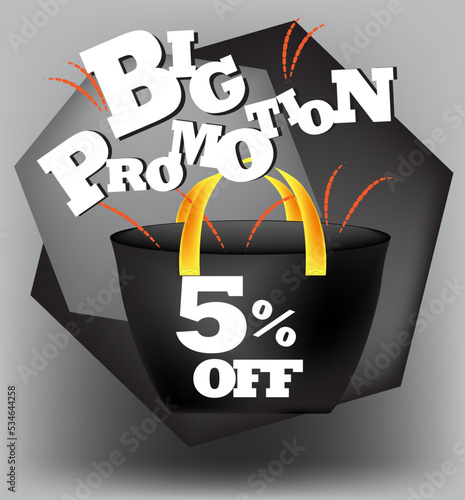 BIG PROMO BANNER 6 PERCENT DISCOUNT WITH BAG AND GRAY BACKGROUND