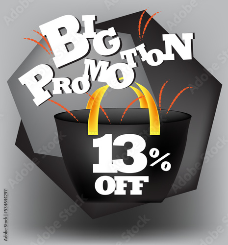 BIG PROMO BANNER 13 PERCENT DISCOUNT WITH BAG AND GRAY BACKGROUND