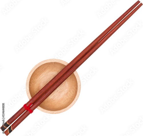 Papier peint wooden chopsticks placed on the wooden cup.