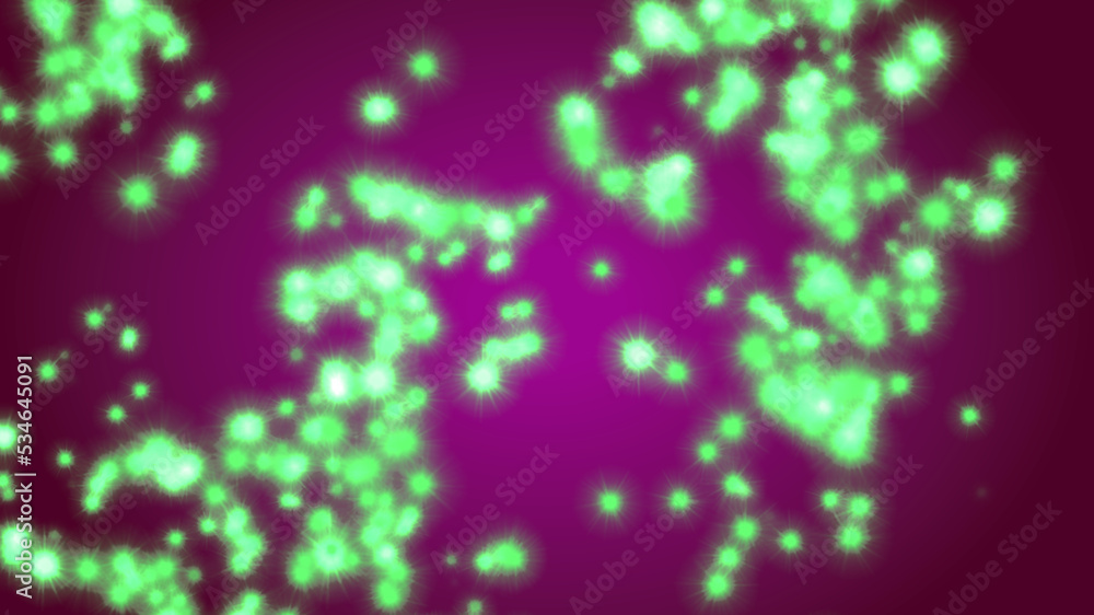 Abstract purple background with green sparks