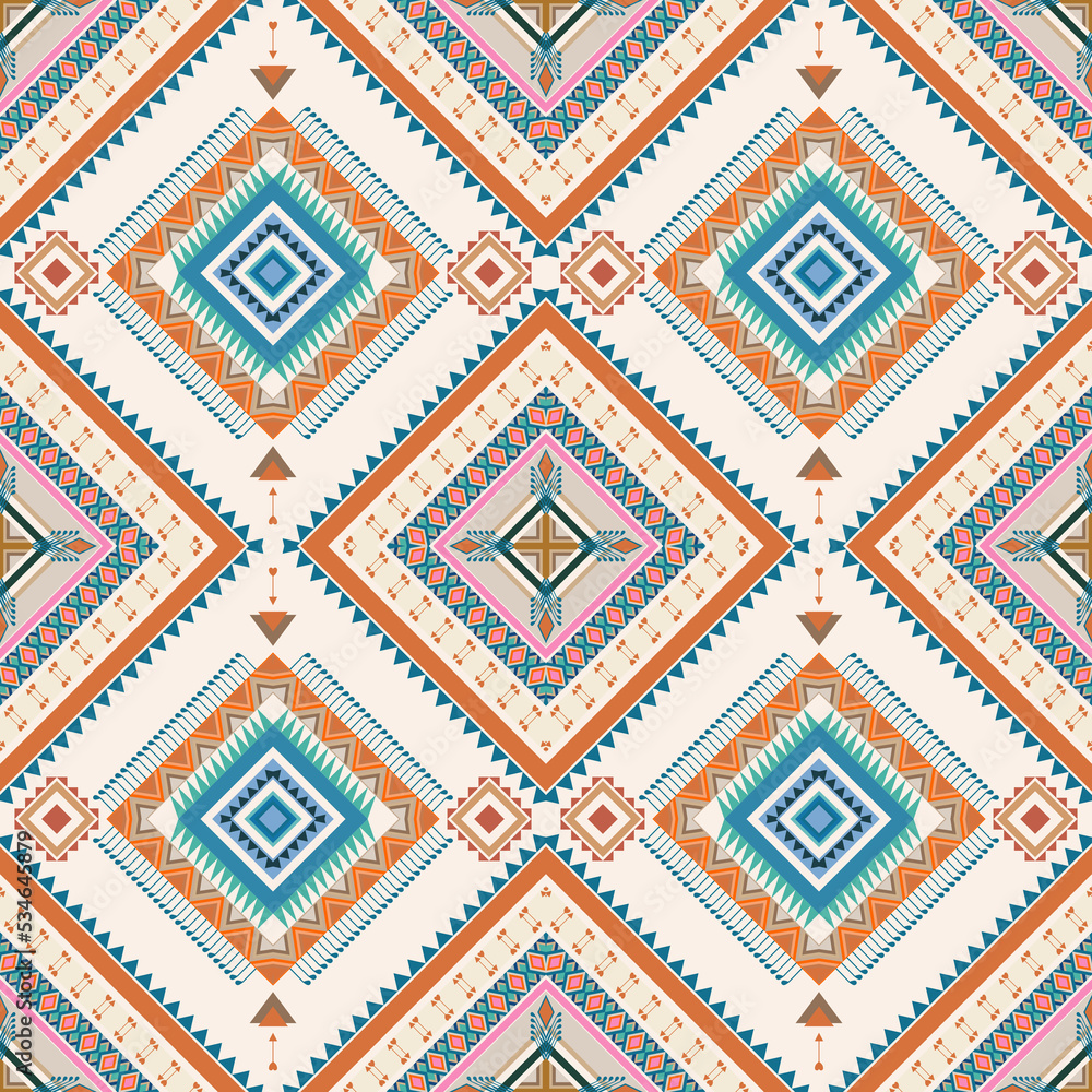 Geometric ethnic oriental seamless pattern traditional Design for background, carpet, wallpaper, clothing, wrapping, Batik, fabric, illustration, boho embroidery style. Geometric ethnic oriental seamless pattern traditional Design for background, carpet, wallpaper, clothing, wrapping, Batik, fabric, illustration, boho embroidery style.