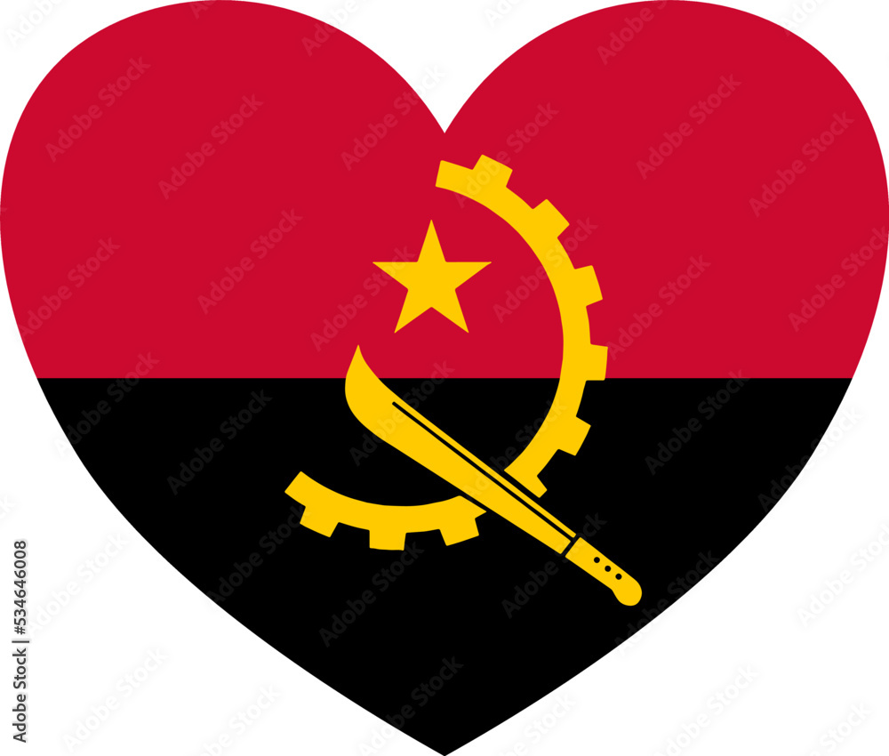 Angola flag in heart shape isolated on transparent background Angola flag in heart shape isolated on transparent background