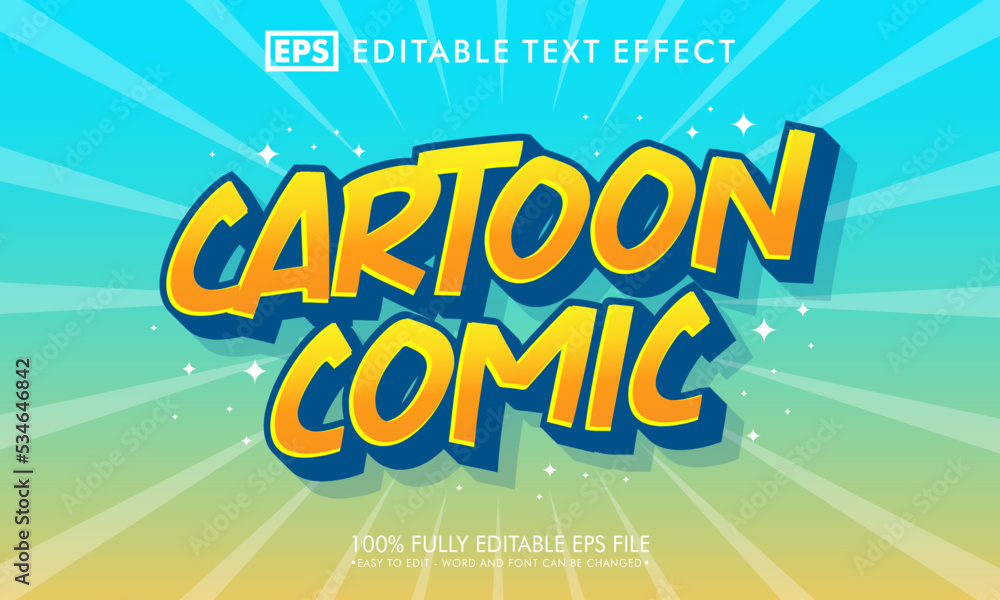Cartoon comic editable text effect