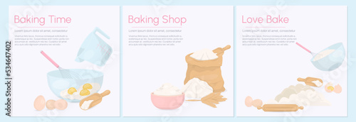 Set of baking process template with text