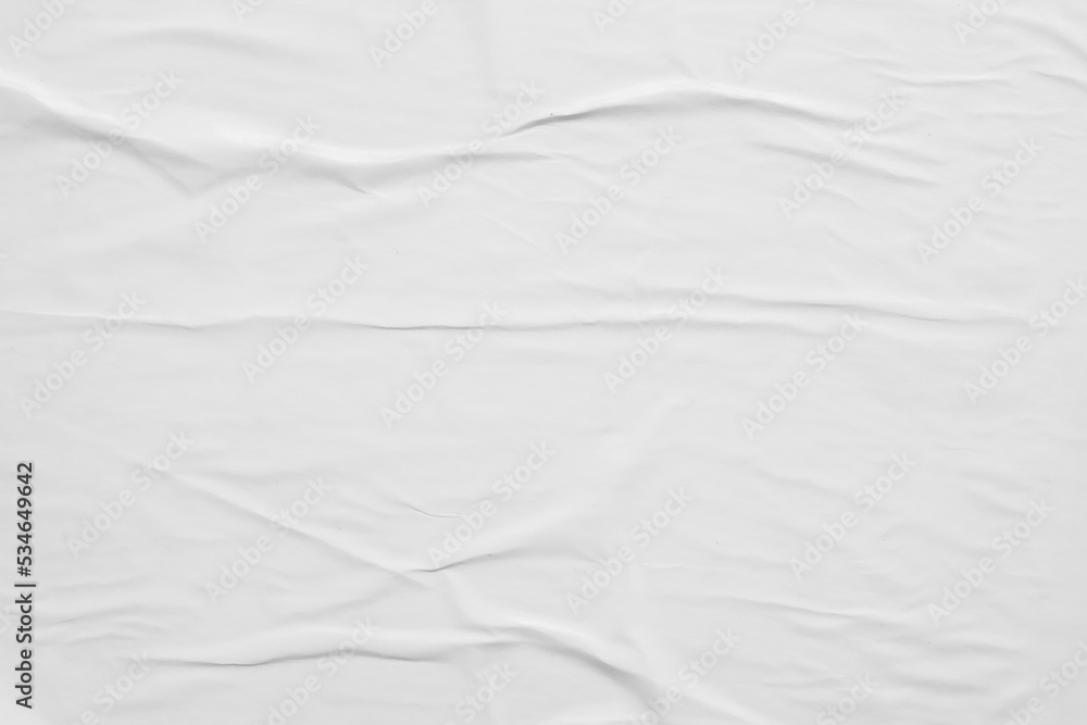 white crumpled and creased paper poster texture background