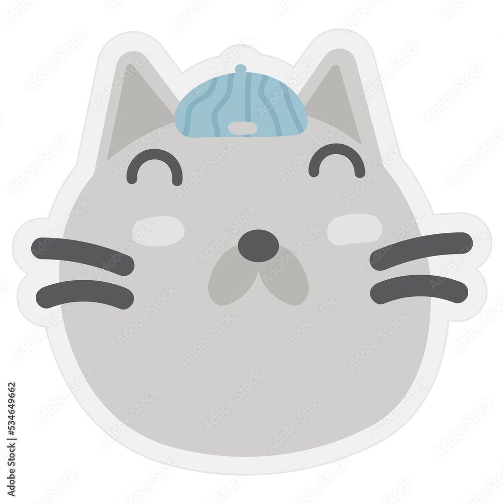 Cat Face Mood Sticker. Cute Wildlife Cartoon Animal hang on Tag Vector Illustration. Cat Face Mood Sticker. Cute Wildlife Cartoon Animal hang on Tag Vector Illustration.