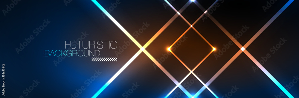 Shiny neon lights, dark abstract background with blurred magic neon light curved lines Shiny neon lights, dark abstract background with blurred magic neon light curved lines