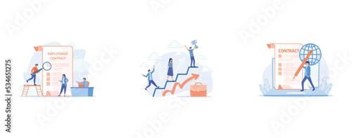 Employee hiring, Best worker, specialist, Business agreement, set flat vector modern illustration
