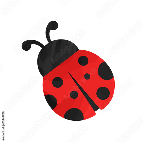 Watercolor ladybug cute simple clipart illustration