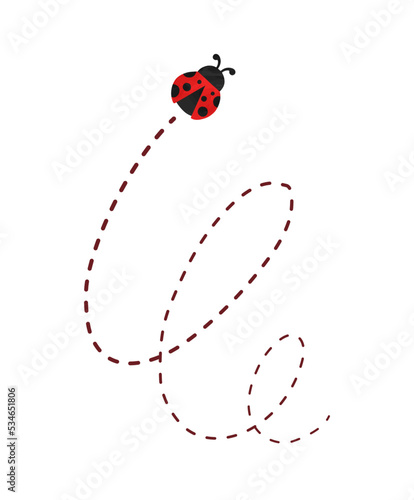 Flying ladybug with trail clipart vector illustration