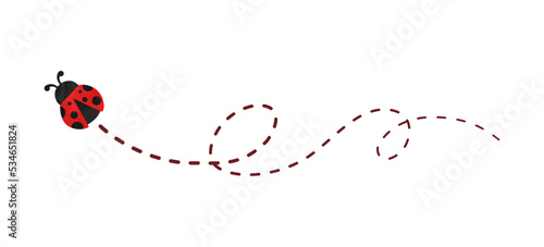 Flying ladybug with trail clipart vector illustration