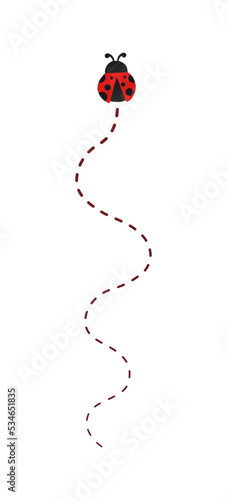 Flying ladybug with trail clipart vector illustration
