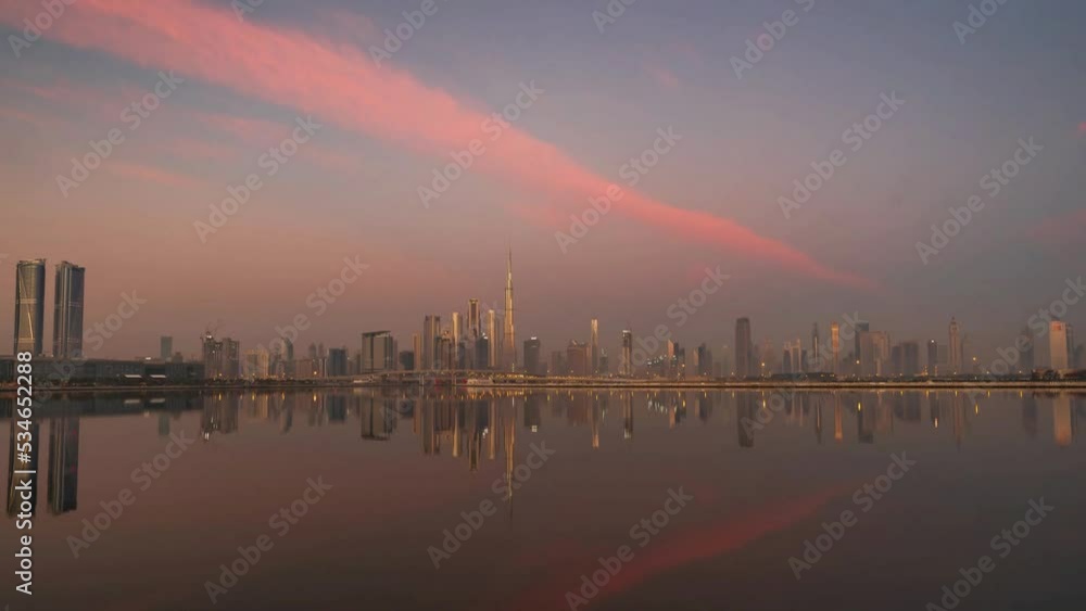 Dubai Skyline Timelapse during Sunrise Dubai Skyline Timelapse during Sunrise