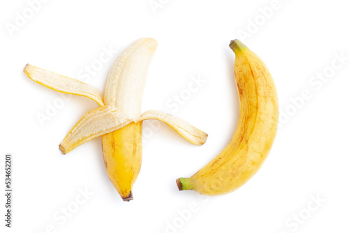 Ripe banana fruit isolated on white background, Organic fruit, Healthy fruit