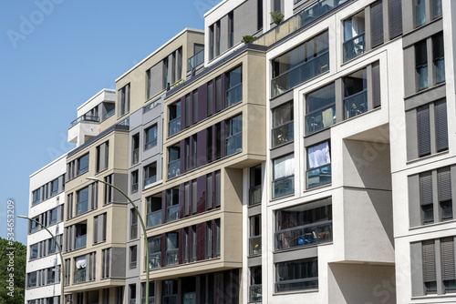 Modern apartment buildings seen in Berlin, Germany