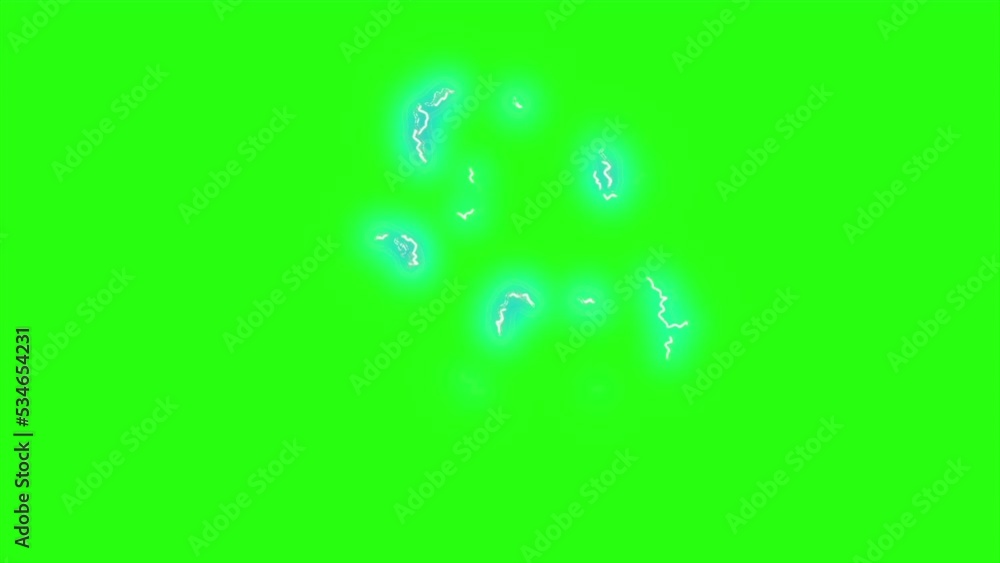 Loop animation lightning on green screen background Loop animation lightning on green screen background